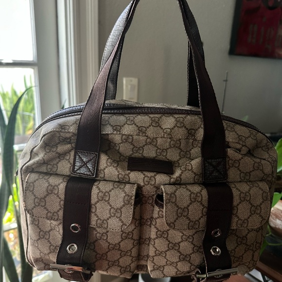 Gucci Brown Duffel Bag with Monogram Pattern - Picture 1 of 8